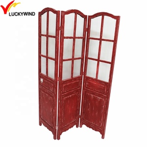 Luckywind Bản Lề Phân Vùng Cổ Điển Trang Trí Màn Hình Gập Bằng Gỗ Nguyên Khối - Product Image 2