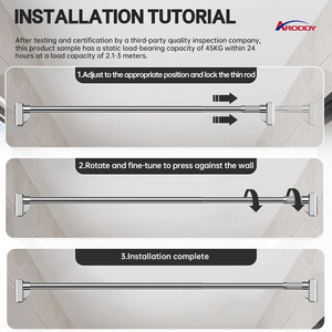 Aroddy 82.6-118.1inch không khoan không thấm nước tùy chỉnh mở rộng tắm Rèm cực nhà máy Rèm que và đường ray - Product Image 3