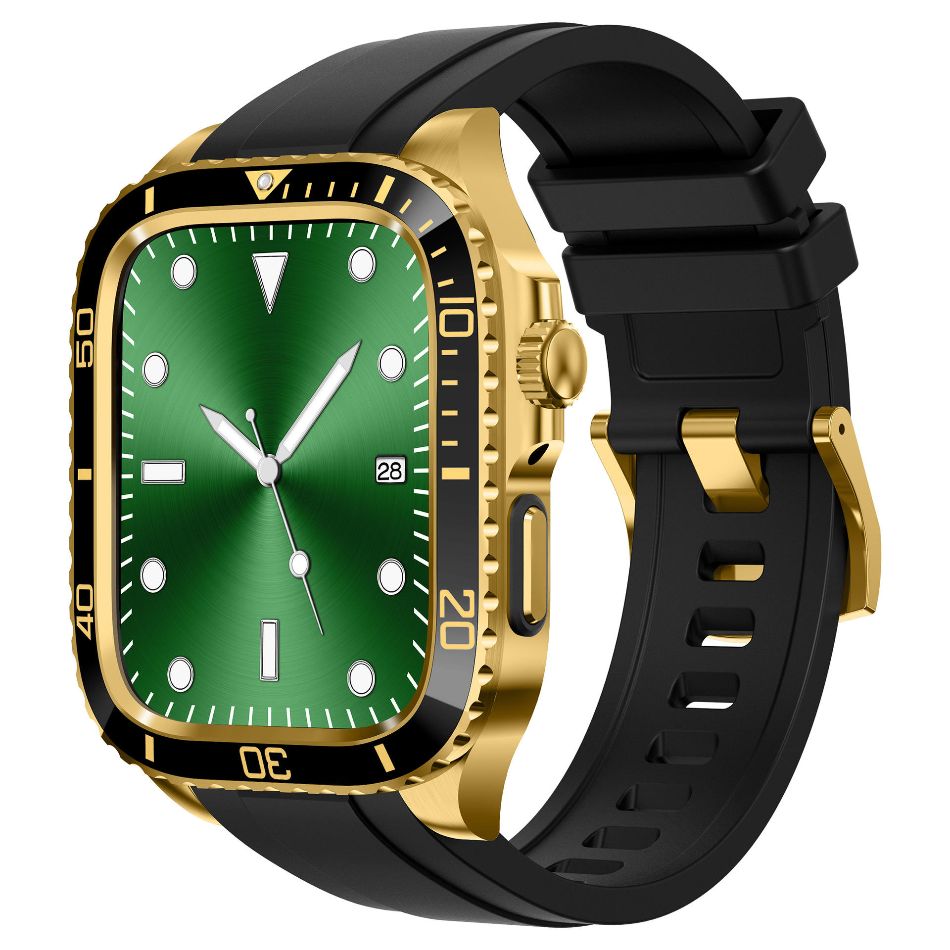 Bracelet en TPU noir Lunette dorée avec boîte