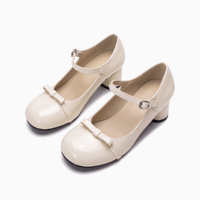 Chaussures Mary Jane pour femmes en cuir verni à talon épais de 5 cm avec nœud sur la pointe, logo personnalisé, faible MOQ, vente en gros, rehaussantes – Fabrication OEM/ODM