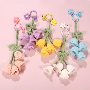 TG-2661 Crochet Keychains Orchid Bell Flower Pendants Crocheted Cute Pendant Car Purse Handbag Schoolbag <b>Key</b> Ring - Product Image 2