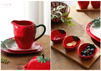 Service de table en céramique LovingHome Europe, motif fraise rouge, nouveau design mignon, assiettes et plats irréguliers en porcelaine