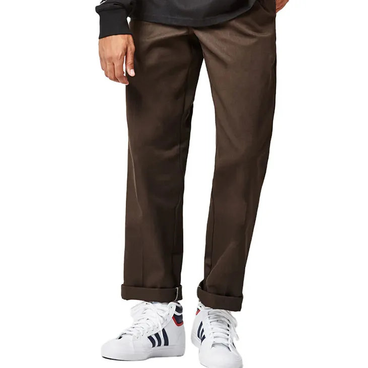 Custom high quality brown straight cotton&polyester mens plain chino pants original work pants