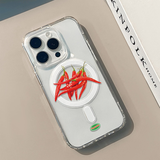 2025 Creative Vegetable Magnetic Wireless Charging TPU Phone Case Suitable for iPhone 15 14 13 12 11 Transparent Back Cover