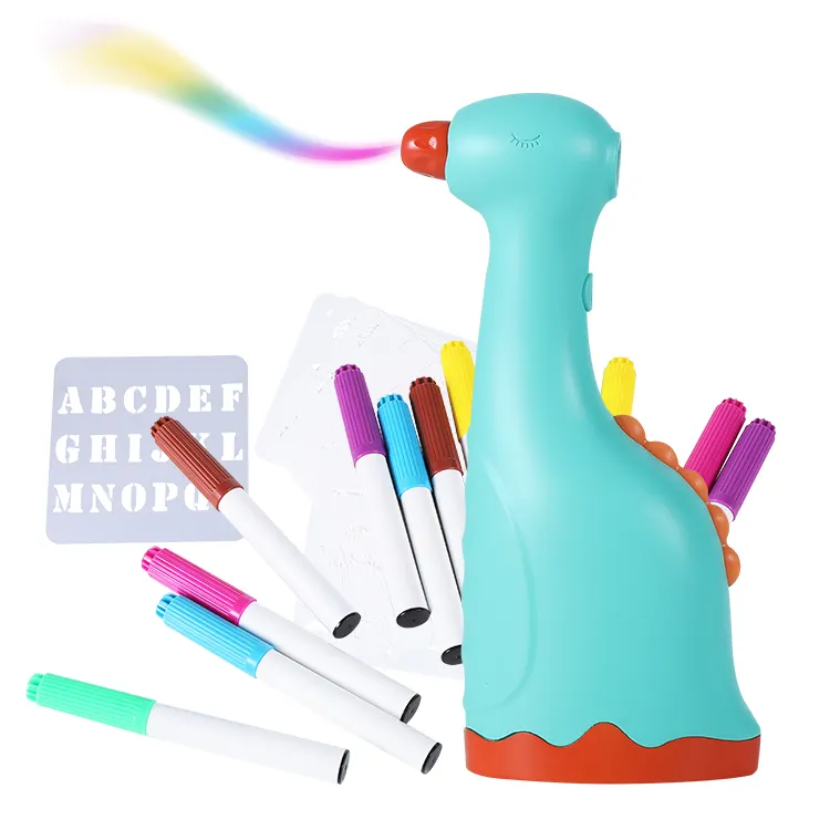 ปากการะบายสี12สีเรืองแสงเร็ว,ปากกาเมจิกไฟฟ้าสเปรย์ปากกาเป่าลมสำหรับเด็ก