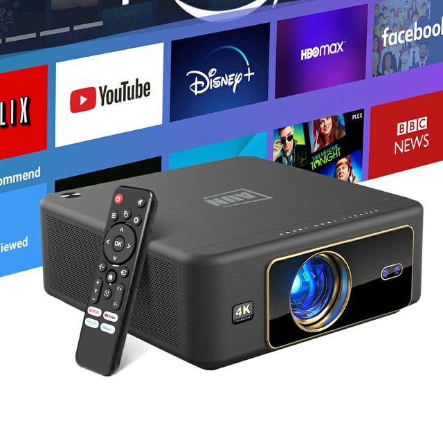 Portable LED Android 1080p 4K 3D Gaming Home Theater Smart TV Projector with 1400 Lumens Dual-Band WiFi Auto Keystone for U002