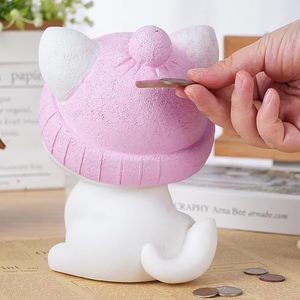 <span class=keywords><strong>Hucha</strong></span> de resina de gato blanco con lazo rosa, diseño de <span class=keywords><strong>gatito</strong></span> de dibujos animados, para decoración de habitación de niñas y regalo de cumpleaños - Product Image 6