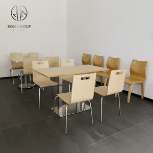 Großhandel Günstige Coffee Shop Fast Food Restaurant Möbel 4-Sitzer Esstisch Sets Metall Eisen Kantine Tische und Stühle