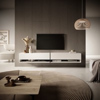 Service OEM ODM, design minimaliste moderne, meuble TV suspendu en MDF avec 2 compartiments ouverts pour le salon