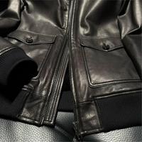 Manteau en cuir pour homme, noir, en véritable peau de mouton, doublure en fourrure épaisse, style aviateur, vintage, patchwork, pour l'automne