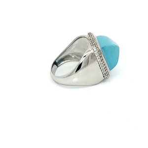 Silver Signet <b>Ring</b> with Square <b>Turquoise</b> Cabochon striking silver signet <b>ring</b> features a prominent square cabochon <b>turquoise</b> - Product Image 2