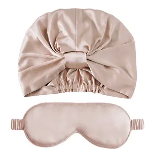 Ensemble de chapeau en satin de soie de grande taille de haute qualité, ajusté au bord du bonnet de couchage enveloppé de satin réglable