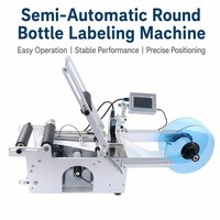 Machine d'étiquetage semi-automatique de bureau pour bouteilles rondes, pots en verre et en plastique, avec applicateur d'étiquettes autocollantes et codeur de date