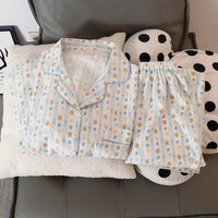 Pyjama en crêpe de coton à manches longues pour femme 2026, style cardigan à revers