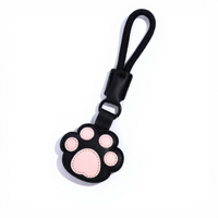 Porte-clés Patte de Chat Dessin Animé, Imprimé UV, Pendentif en Cuir Souple Écologique de Haute Qualité avec Os pour Décoration de Sac à Dos