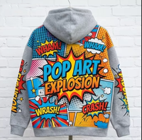 Sudadera Holgada con Estampado Gráfico Pop Art Personalizado, Estilo Urbano Americano Unisex, 400GSM, Colores Vibrantes, Hombros Caídos