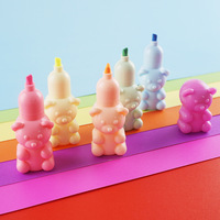 Forma de oso lindo 6 colores combinación marcador resaltador pluma de color de agua para los niños