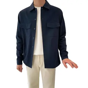 Fashion Essentials Men's Regular Fit Long Sleeve Outfits Two Pocket Jacket Shirt