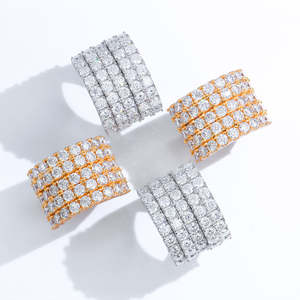 Bague Éternité Hip Hop Xingyuegem Personnalisée en Gros, Luxe, Plaqué Or 18K, Argent Sterling 925, Moissanite Blanche, Style Promesse Glacée - Product Image 1