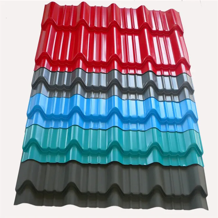 En iyi fiyat boyalı galvanizli PPGI/Grey gri mavi kırmızı oluklu çelik çatı çatı açık levha
