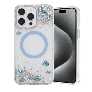 Funda Magnética Inalámbrica KINGSOUL con Brillantina y Piedras Preciosas para *14/15/16/17 Pro Max, a Prueba de Golpes, con Diamantes Incrustados - Product Image 3
