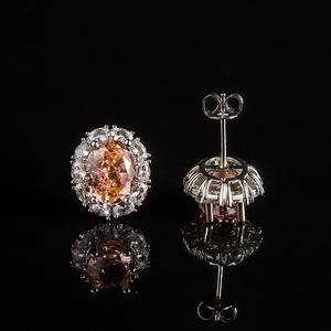 Boucles <span class=keywords><strong>d</strong></span>'oreilles en diamant rose très vendues, diamant à haute teneur en carbone, coupe œuf de pigeon, fleur de glace, tremblements, génération vivante, <span class=keywords><strong>cheveux</strong></span> - Product Image 2