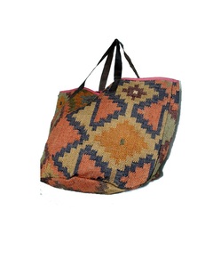 Personalized Handmade Indian Women's Jute Tote Bag Geometric Pattern Floral Embroidery Vintage Style Adjustable <b>Shoulder</b> <b>Strap</b> - Product Image 2