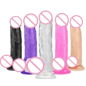 Groothandel Crystal Jelly Dildo Voor Vrouwelijke Masturbatie Realistische Dildo Zuignap Transparante Anale Plug Sex Product