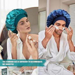 <span class=keywords><strong>Bonnet</strong></span> en satin de soie pour dormir, <span class=keywords><strong>bonnet</strong></span> de nuit en soie double couche pour hommes et femmes, <span class=keywords><strong>bonnet</strong></span> doux doublé de satin pour cheveux bouclés - Product Image 6