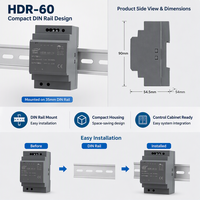 Alimentation électrique ultra-mince sur rail DIN HDR-60-24 60W 24V 2.5A, alimentation industrielle à découpage AC/DC 5V 12V 15V 48V