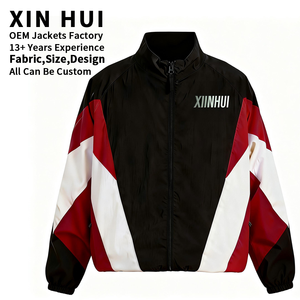 Custom Logo Color Block Winter <b>Thin</b> Windbreaker <b>Men</b> High Street Patchwork Track <b>Jacket</b> Waterproof Lightweight Loose Fit Bomber - Product Image 1