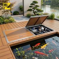 Plancher de terrasse modulaire en aluminium à vérins à gaz relevables, avec joint sans soudure, faible entretien, en aluminium et plastique, pour bassin à koïs