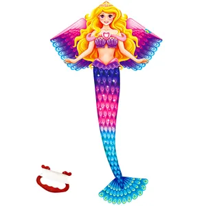 OEM/ODM yeni tasarım çocuklar için uçurtma uçmak kolay, satılık lüks plaj gezisi tek hat Mermaid uçurtma
