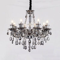 Lustre en cristal de style européen moderne, luminaire suspendu simple et élégant pour café, salon, décoration intérieure