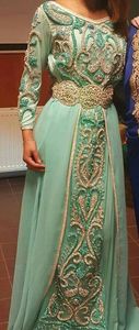 Luxury <b>Kaftan</b> <b>Dress</b> Floor-Length with Heavy Stonework Embroidery for Wedding and Party Wear - Product Image 2