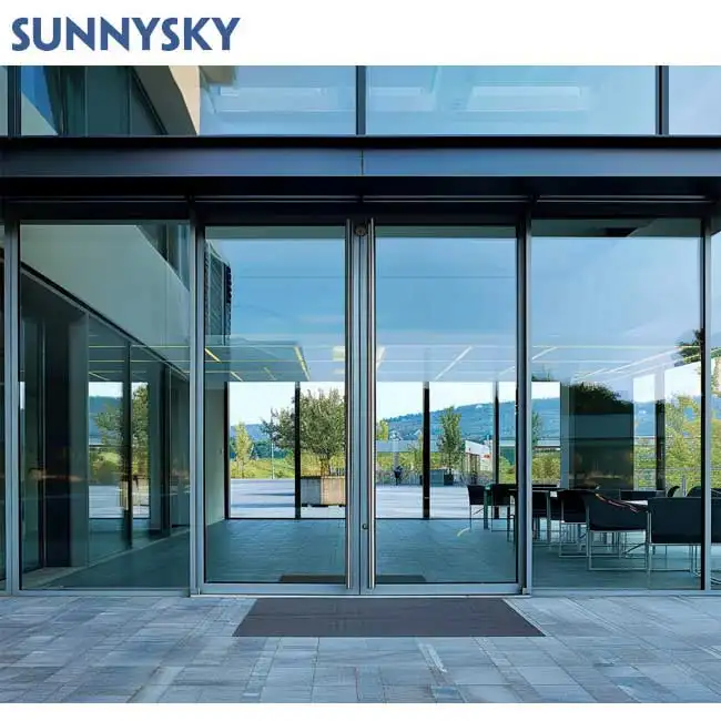 Sunnysky hợp kim nhôm trượt cửa sổ & cửa 3 inch muỗi Net trượt cửa màn hình trượt cửa kính với rèm