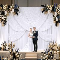 NSSONBEN 10x10 kaki 5x10 kaki Tirai Latar Belakang Poliester Putih Bebas Kerut untuk Pernikahan, Pesta Ulang Tahun, Latar Belakang Fotografi Dalam Ruangan