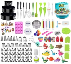 مجموعة تزيين الكعك مع كعكة القرص الدوار كعكة مجموعة لوازم تزيين القرص الدوار مجموعة فوهات الخبز أكياس الأنابيب أدوات المطبخ - Product Image 2