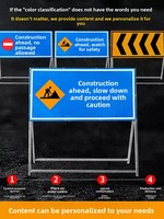 Panneau de signalisation routière personnalisé en usine, signalisation d'identification verticale pour travaux routiers, panneau d'avertissement 100cm*50cm*100cm en aluminium