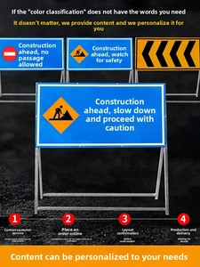 Señal <span class=keywords><strong>de</strong></span> Tráfico Personalizada <span class=keywords><strong>de</strong></span> Fábrica para Construcción <span class=keywords><strong>de</strong></span> Carreteras, Señal <span class=keywords><strong>de</strong></span> Advertencia <span class=keywords><strong>de</strong></span> Identificación Vertical para Ingeniería, 100cm*50cm*100cm, Aluminio - Product Image 3