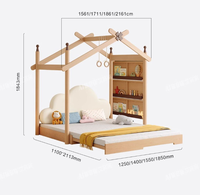 Lit mezzanine moderne en chêne massif pour enfants, taille Queen, avec toboggan, structure d'escalade, barres de grimpe, espace de rangement multifonctionnel et design gain de place