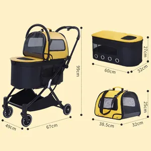 Carrinho de passeio para animais de estimação, carrinho de passeio para cães e gatos de alta qualidade com quatro rodas, novo design