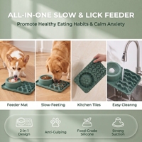 Gamelle 2-en-1 en silicone pour chien, mangeoire lente avec balle à lécher, plateau d'alimentation anti-étouffement et anti-déversement pour chiens et chats