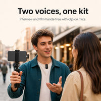 Kit de microphone cravate sans fil 2,4 GHz, ensemble de 2 micros à clip avec récepteur Type-C et étui de chargement pour diffusion en direct et vlog