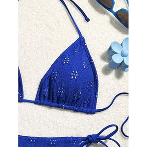 Bikini de mujer madura con cuello en V y cordones, estampado floral, de cintura alta, dos piezas, venta al por mayor - Product Image 4