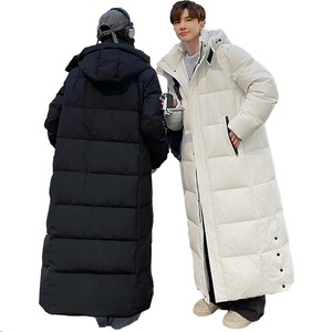Doudoune pour hommes longueur cheville avec logo personnalisé Doudoune longue blanche en duvet de canard Parka pour couples - Product Image 1