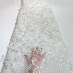 Malla de <span class=keywords><strong>moda</strong></span> nuovo tessuto a maglia ricamato 3d con perline e tubi ricamato tessuto a rete con poliestere non elastico - Product Image 4