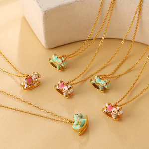 Collar con Colgante de Caballo Balancín Adorable, de Aleación de Zinc, con Diseño de Animal de Dibujos Animados del Zodíaco, Cadena para Clavícula, Joyería para Uso Diario y Regalo - Product Image 1