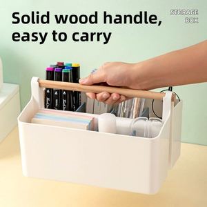 Boîte à marqueurs grande capacité portable en plastique carrée pour stylos, rangement de bureau pour étudiants, pinceaux colorés, fournitures de papeterie - Product Image 2