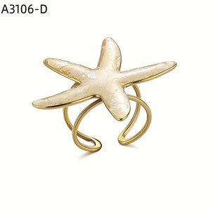 Amy Amy Star Shell Cocktail <b>Ring</b> Gold Plated Women's Fashion Jewelry Gift Daily Wear Coastal Style - Product Image 1